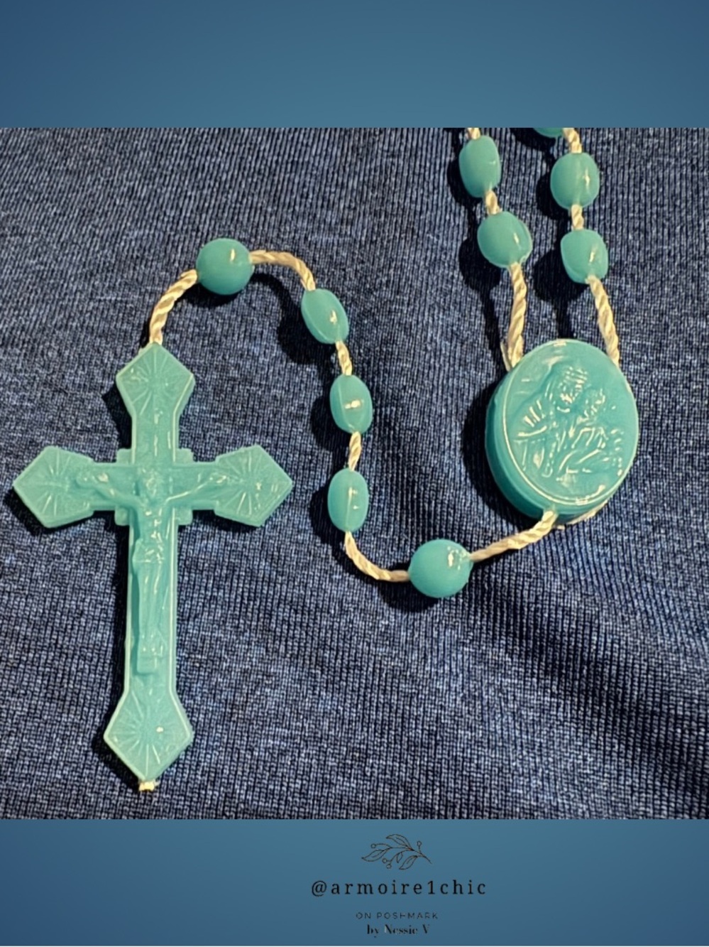 ROSARY | Light Blue Vintage Rosary Beads with Crucifix